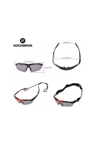 Rockbros Polarize %100 Uv Korumalı Beyaz 5 Lensli Bisiklet Spor Dağ Kayak Gözlüğü Siyah