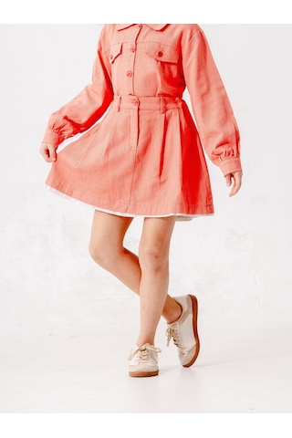 Kız Çocuk Garnili Kot Etek 2603 Turuncu