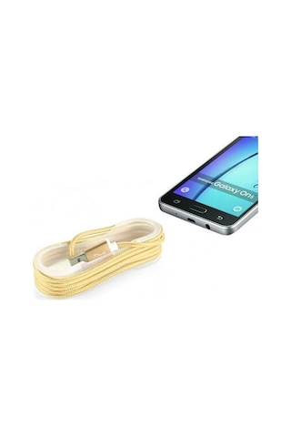 Android Örgü Şeklinde Renkli Çelik Şarj Data Kablosu - Gold Sarı