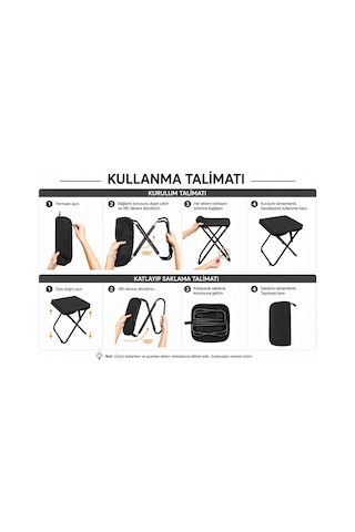 Katlanır Kamp Taburesi Portatif Katlanabilir Tabure 100 Kg Taşıma Kapasiteli Hafif Piknik Balıkçılık Metrobüs Ot Çok Renkli