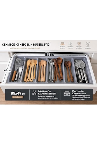 Çekmece Içi Düzenleyici Kepçelik 85x49 Cm / 79x40 Cm'e Kadar Kısaltılabilir Çok Renkli