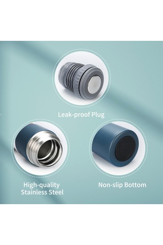 Lemestar 500ml 304 Paslanmaz Çelik Isı Saklama Termos Seti, 3 Bardaklı, Dışarıda, Araçta Kullanıma Uygun, Isı Ve Soğuk Saklama, Dayanıklı, Ter Saçmayan Siyah