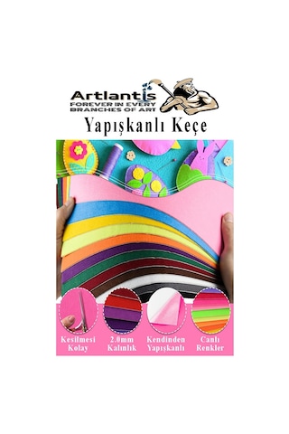 Siyah Yapışkanlı Keçe 35x50 Cm 3 Adet 2.0 Mm Kendinden Yapışkanlı Renkli Hobi Keçesi Elişi Keçe Kumaşı Anasınıfı