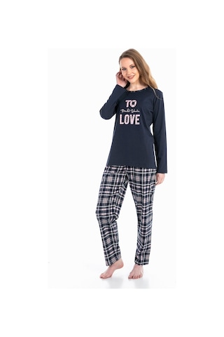 Vishenka Kadın Love Yazı Baskılı Pamuklu Pijama Lacivert