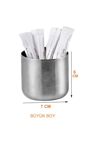 10 Adet Kafe Restorant Lokanta Için Stik Şekerlik Büyük Boy Krom
