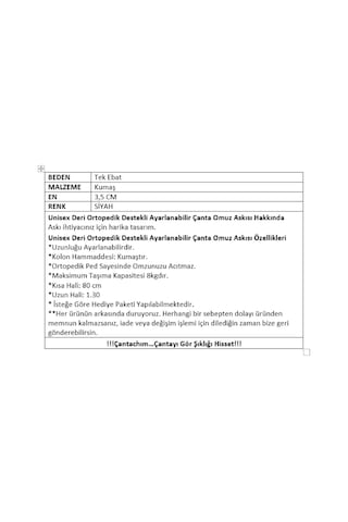 Çantachım Ayarlanabilir Çanta Omuz Askısı