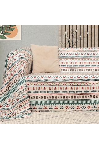 SoftMicro Etnik Desenli Boho Turkuaz Koltuk Örtüsü Kanepe Örtüsü 180 x 220 CM