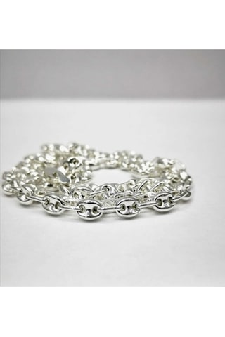 Omar Silver Unisex Gemici Arpa 6Mm Gümüş Kolye Zincir