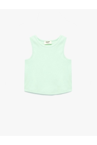 Koton Ribanalı Pamuklu Basic Yeşil Kız Çocuk Kolsuz T-shirt 6skg30022ak