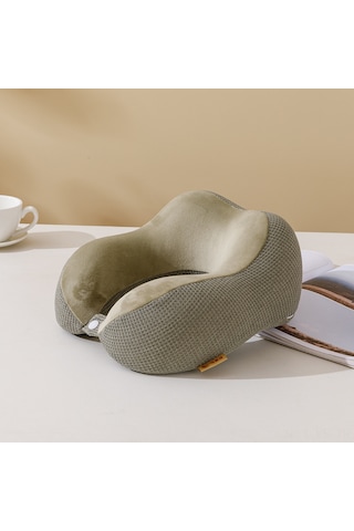 Yunboo Erkek Kişi İçin Seyahat Yorgunluğu Giderici Hafıza Köpük Boyun Yastığı, Kuru Yorgan Dokusu, Boyunu Destekleyen U Şekilli Yastık Asker Yeşili Yeşşil