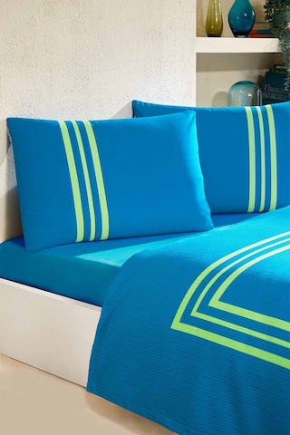 Özdilek Neon Frame Çift Kişilik Pike Takımı Mavi
