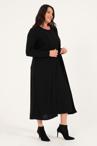 Uzun Triko Hırka-1735-siyah Siyah