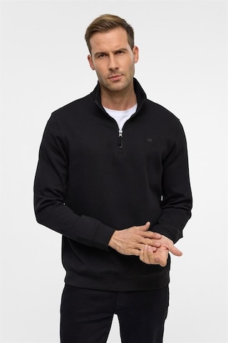 Süvari Siyah Regular Düz Yarım Balıkçı Yaka Sweatshirt Siyah