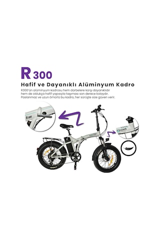 Roxform R-300 Elektrikli Katlanabilir Bisiklet 13ah Shimano Altus Hidrolik Fren Alüminyum Kadro Siyah