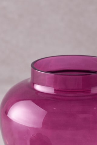 Dekoratif Cam Fuşya Kavanoz - Cam Kapaklı Küp Şekerlik Fuşya