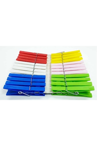 Çamaşır Mandalı Çelik Yaylı 24 Adet Çok Renkli