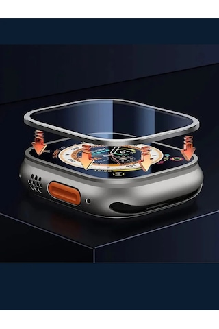 Wearfitpro Apple Uyumlu Watch Ekran Koruyucu 49mm Ultra 2-3 Temperli Akıllı Saat Camı Çizilmez Çelik Çerçeveli