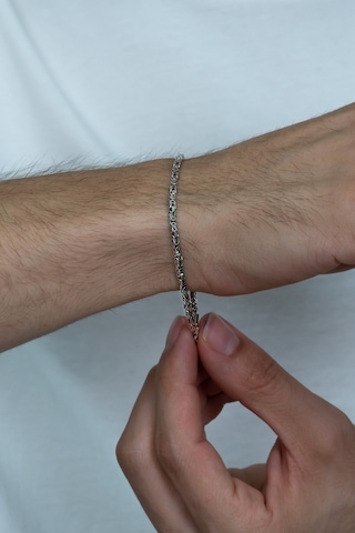Takı Dükkanı 925 Ayar Gümüş Erkek Bileklik Kare Kral Model 2.4mm Genişlik 20cm Uzunluk msb02