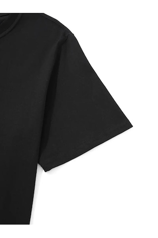 Barlashive Erkek Kısa Kol Yazlık Tişört Bisiklet Yaka Palmiye Baskılı T-shirt - Siyah Çok Renkli