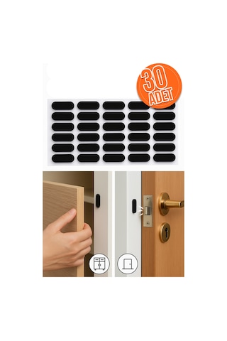 30'lu Yapışkanlı Siyah Eva Dolap Çekmece Kapağı Ses Stoperi Tamponu Koruyucu Engelleyici 22 Mm Oval Diğer