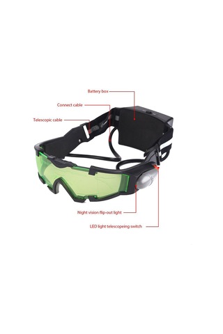 Kayak, Unisex Pc Lens Gözlükleri İçin Led Işığı, Elastik Bant Koruyucu Camlı Gece Görüş Gözlükleri Çok Renkli
