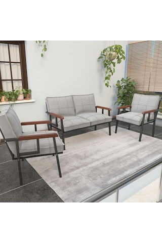 Mygusi Modern'' Metal Kanepe Koltuk Takımı - 2 1 1 Açikgri