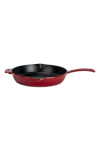 Lava Döküm Yuvarlak Kızartma Tavası Döküm Demir Yekpare Saplı. Çap Ø 28cm-bordo Bordo