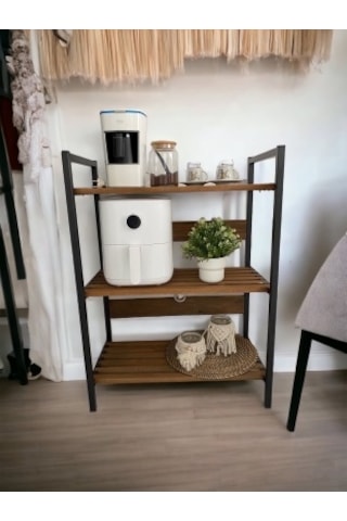 Kuzey Metal Ayaklı Masif Ahşap Mutfak Dolabı Rafı-ayakkablık -kit