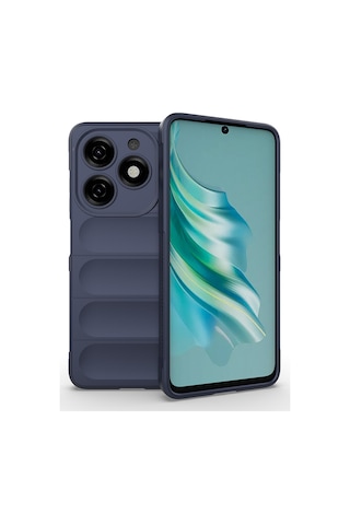 Subutu İnfinix Hot 40i Kılıf Esnek Tpu Oyuklu Arka Yüzey Tasarımlı Sbt Etnik Silikon Kapak - Lacivert Lacivert
