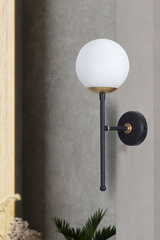 Luzarana Olimpo Sarı-siyah Metal Gövde Beyaz Camlı Tasarım Aplik