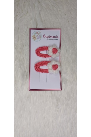 Amigurumi Toka - Çıtçıtlı El Örgüsü Toka 1 Çift Pembe