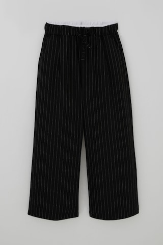 Breeze Kız Çocuk Pantolon Pinstripe Çizgili Çift Bel Detaylı 8-14 Yaş, Siyah