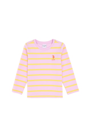 U.S. Polo Assn. Kız Çocuk Pembe Bisiklet Yaka Sweatshirt 50296376-VR041