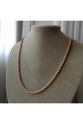 Lente Aksesuar 14k Altın Kaplama Burgu Zincir Kolye 45cm - Nostaljik Kolye Altın