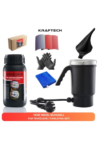 Kraftech Yeni Nesil Premium I Buharlı Araba Far Temizleme Ve Parlatma Seti - 9 Parça Ürün