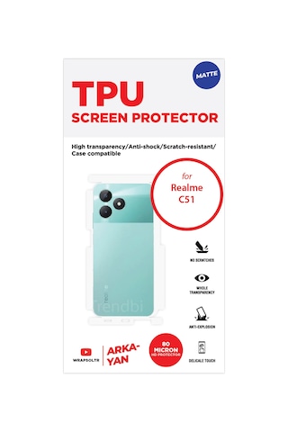 Realme C51 Mat Arka Ve Yan Koruyucu Tpu Film