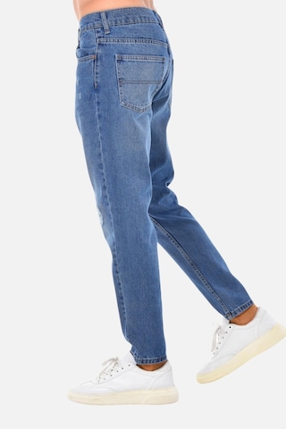 Cedy Denim Erkek Yüksek Bel Mom Jean Dar Paça Likralı Pantolon C333 Mavi