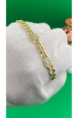 Xuping 14k Gurmet Zincir Baget Taşlı Kadın Bileklik Altın