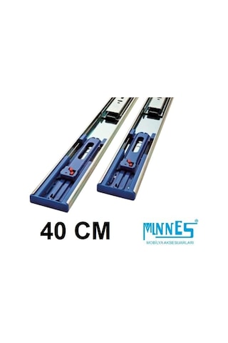 Minnes 40 cm Tam Açılım Teleskopik Frenli Mobilya Çekmece Rayı Metal