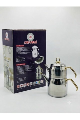 Demlik Takımı Sarı Kulp Çelik 4.5 Litre Krom