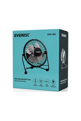 Usb Şarjlı - Metal Gövde 14.5x7.5x15cm Mini Masaüstü Fan - Vantilatör Efn-482 5580