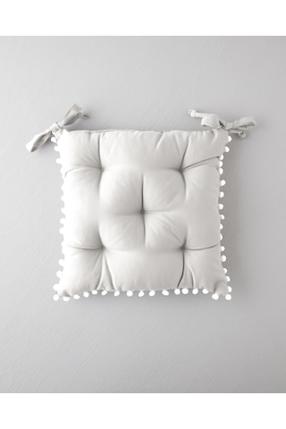 Ponponlu Sandalye Minderi 40x40 Cm Bej