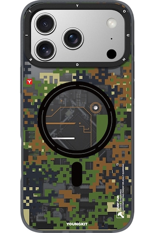 Apple Uyumlu iPhone 17 Pro Max Kılıf M-safe Şarj Özellikli Youngkit Camouflage Sykell Serisi Kapak Yeşil Yeşil