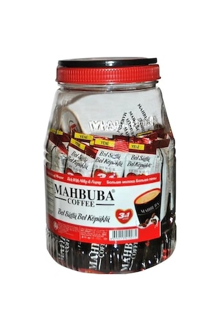 Mahbuba Coffee 3ü1 Aradasütlü Köpüklü Kavanoz Kahve Bardak Hediyeli 36 X 18 Gr + Renkli Kupa Hazır