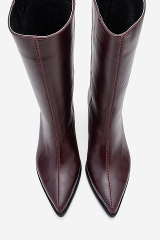 Luvishoes Luvi Shoes Juana Bordo Cilt Hakiki Deri Sivri Burunlu Kadın Çizme Bordo