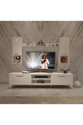 Decoraktiv Eko 5da Slm Dvd Retro Tv Ünitesi Tv Sehpası Beyaz