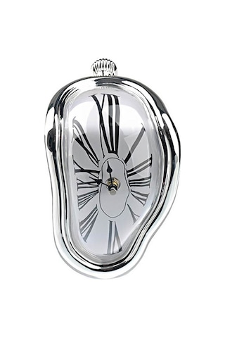 Yaleker Ev Odası Oturma Odası İçin Sessiz Gündüz İşi Saati - Klasik Roma Rakamlı Silikon Malzeme Gümüş Renkli Saat Çok Renki