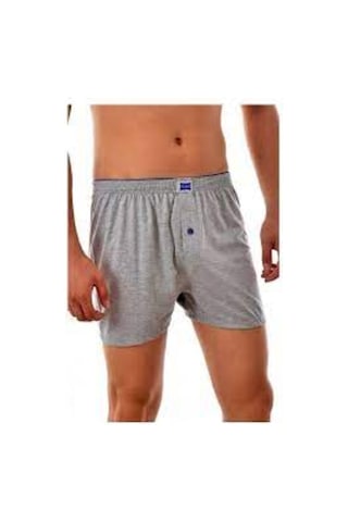 Tutku Gri Erkek Penye Düğmeli Boxer 6'Lı Paket