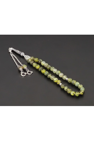 Yeşil Yosunlu Akik Doğaltaş Tesbih - 8 MM Küre Kesim - Ürün