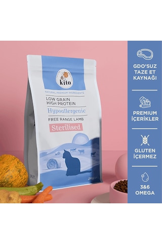 Kito Doğal Besi Kuzu Etli Kısırlaştırılmış Kedi Maması 2 KG